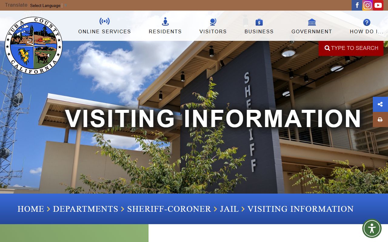 Official Yuba County Jail visiting information